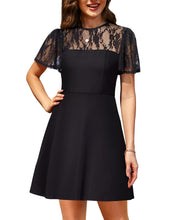 Load image into Gallery viewer, Women&#39;s Cocktail Dresses Crew Neck Short A Line Dress with Lace Sleeves