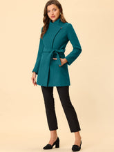 Load image into Gallery viewer, Women&#39;s Classic Stand Collar Long Sleeve Winter Belted Long Coat