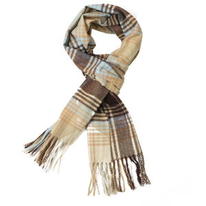 Herringbone Houndstooth Checked Pattern Cashmere Feel Classic Soft Luxurious Unisex Winter Scarf