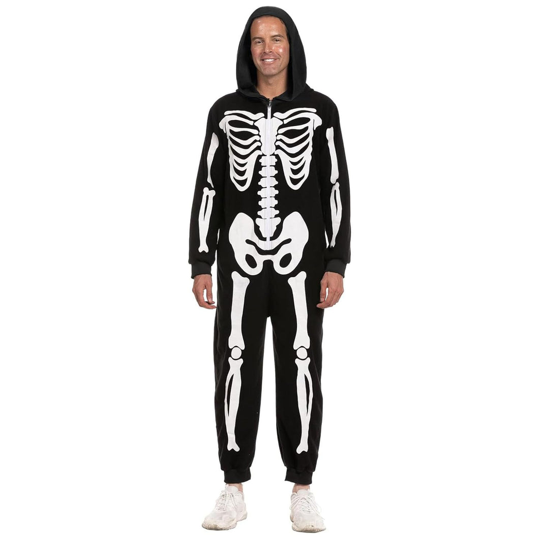 Spooktacular Creations Unisex Skeleton Family Matching Pajama Jumpsuit for Men Halloween Dress Up Party Themed Party Cosplay