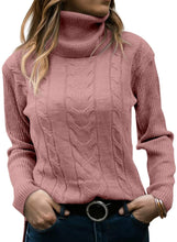 Load image into Gallery viewer, Women&#39;s Turtleneck Long Sleeve Cable Knit Sweaters for Fall &amp; Winter