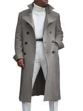 Load image into Gallery viewer, Ebifin Men&#39;s Notch Lapel Double Breasted Long Trench Coat Casual Cotton Blend Peacoat