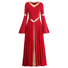 Load image into Gallery viewer, ODASDO Women Praise Dance Dresses Liturgical Worship Dancewear Golden Metallic Loose Fit Full Length Robe