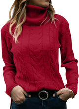 Load image into Gallery viewer, Women&#39;s Turtleneck Long Sleeve Cable Knit Sweaters for Fall &amp; Winter