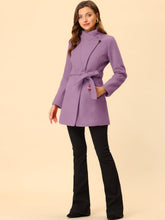 Load image into Gallery viewer, Women&#39;s Classic Stand Collar Long Sleeve Winter Belted Long Coat