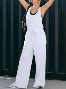 Women's Casual Wide Leg Jumpsuits Summer Sleeveless Loose Fit Jumper in 4 Colors