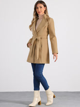 Load image into Gallery viewer, Women&#39;s Classic Stand Collar Long Sleeve Winter Belted Long Coat