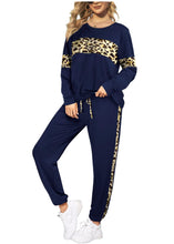 Load image into Gallery viewer, Leopard Sweatsuits Women 2 Piece Sets Crew neck Long Sleeve Tops Pants, Tracksuit with Pockets