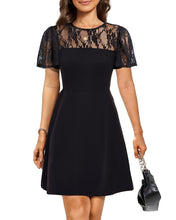 Load image into Gallery viewer, Women&#39;s Cocktail Dresses Crew Neck Short A Line Dress with Lace Sleeves