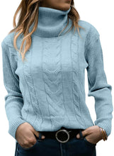 Load image into Gallery viewer, Women&#39;s Turtleneck Long Sleeve Cable Knit Sweaters for Fall &amp; Winter