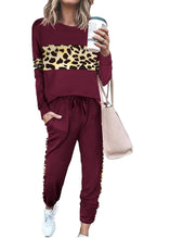 Load image into Gallery viewer, Leopard Sweatsuits Women 2 Piece Sets Crew neck Long Sleeve Tops Pants, Tracksuit with Pockets