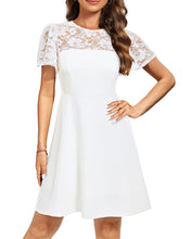 Load image into Gallery viewer, Women&#39;s Cocktail Dresses Crew Neck Short A Line Dress with Lace Sleeves