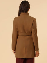 Load image into Gallery viewer, Women&#39;s Classic Stand Collar Long Sleeve Winter Belted Long Coat