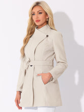 Load image into Gallery viewer, Women&#39;s Classic Stand Collar Long Sleeve Winter Belted Long Coat