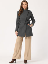 Load image into Gallery viewer, Women&#39;s Classic Stand Collar Long Sleeve Winter Belted Long Coat