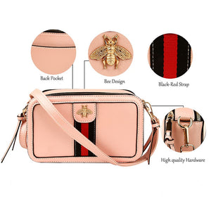 Beatfull Designer Bee Crossbody Purse for Women PU Leather Shoulder Handbag Camera Clucth