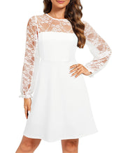 Load image into Gallery viewer, Women&#39;s Cocktail Dresses Crew Neck Short A Line Dress with Lace Sleeves