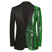 Load image into Gallery viewer, Men Black Sequin Shiny Prom Suit Jacket One Button Slim Fit, Perfect for Musicians, Event Hosts, and Event Managers