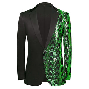 Men Black Sequin Shiny Prom Suit Jacket One Button Slim Fit, Perfect for Musicians, Event Hosts, and Event Managers