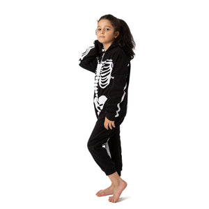 Spooktacular Creations Halloween Unisex Skeleton Costume Pajama Kids Skeleton Jumpsuit Dress Up Party Skeleton Hoodie Cosplay