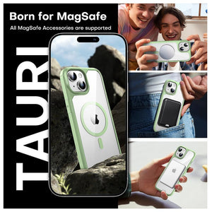 TAURI 5 in 1 for iPhone 16 Pro Max Case, Compatible with MagSafe [Not-Yellowing] with 2X Screen Protector + 2X Camera Lens Protector, Military-Grade Protection, Magnetic Case for 16 ProMax 6.9", Clear