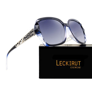 LECKIRUT Oversized Sunglasses for Women Polarized UV Protection Classic Fashion Ladies Shades Black Frame Gray Lens