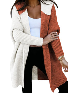 Open Front Long Sleeve Hooded Knit Cardigan Sweaters Women's Outwear Coat