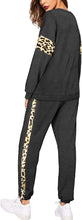 Load image into Gallery viewer, Leopard Sweatsuits Women 2 Piece Sets Crew neck Long Sleeve Tops Pants, Tracksuit with Pockets