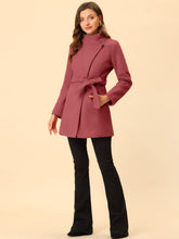 Load image into Gallery viewer, Women&#39;s Classic Stand Collar Long Sleeve Winter Belted Long Coat