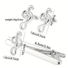 Load image into Gallery viewer, Fashionable Alloy Music Note Tie Clip And Cufflinks Set For Men - Business French Style Accessories