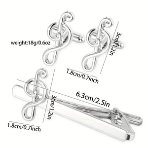 Fashionable Alloy Music Note Tie Clip And Cufflinks Set For Men - Business French Style Accessories