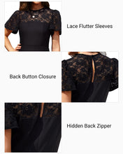 Load image into Gallery viewer, Women&#39;s Cocktail Dresses Crew Neck Short A Line Dress with Lace Sleeves