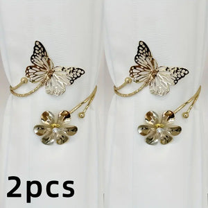 Elegant Flower Butterfly Design Curtain Strap - Minimalist Hollow Out Curtain Buckle with Easy Installation