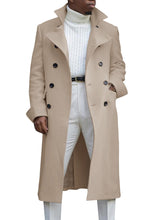 Load image into Gallery viewer, Ebifin Men&#39;s Notch Lapel Double Breasted Long Trench Coat Casual Cotton Blend Peacoat