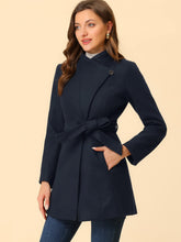 Load image into Gallery viewer, Women&#39;s Classic Stand Collar Long Sleeve Winter Belted Long Coat