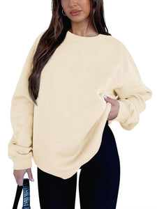 Oversized Sweatshirt for Women Fleece Crewneck Long Sleeve Loose Casual Pullover Top Fall Winter Trendy