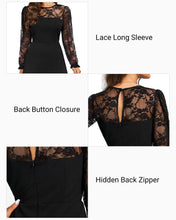 Load image into Gallery viewer, Women&#39;s Cocktail Dresses Crew Neck Short A Line Dress with Lace Sleeves