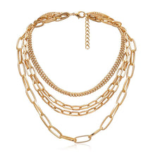 Load image into Gallery viewer, Punk Chain Chunky Necklaces for women Multilayer Collar Necklace Gold in 9 Different Styles