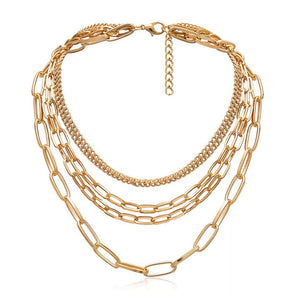 Punk Chain Chunky Necklaces for women Multilayer Collar Necklace Gold in 9 Different Styles