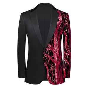 Men Black Sequin Shiny Prom Suit Jacket One Button Slim Fit, Perfect for Musicians, Event Hosts, and Event Managers