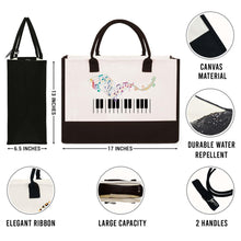 Load image into Gallery viewer, Pianist Canvas Tote Bag, Piano Musical Gifts, Piano Lover Tote Bag, Piano Teacher Student Gift, Music Tote Bag