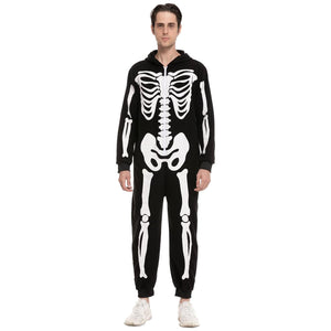 Spooktacular Creations Unisex Skeleton Family Matching Pajama Jumpsuit for Men Halloween Dress Up Party Themed Party Cosplay