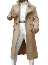 Load image into Gallery viewer, Ebifin Men&#39;s Notch Lapel Double Breasted Long Trench Coat Casual Cotton Blend Peacoat