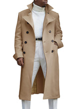 Load image into Gallery viewer, Ebifin Men&#39;s Notch Lapel Double Breasted Long Trench Coat Casual Cotton Blend Peacoat