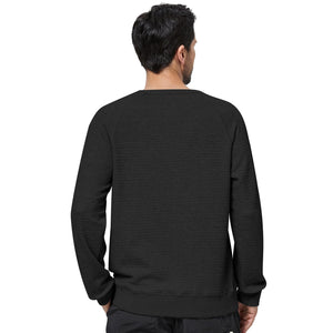 Men's Crewneck Sweatshirt Soild Texture Casual Knitted Pullover Sweater Soft Warm Lightweight Long Sleeve Shirt