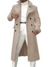 Load image into Gallery viewer, Ebifin Men&#39;s Notch Lapel Double Breasted Long Trench Coat Casual Cotton Blend Peacoat