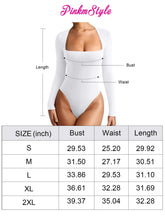 Load image into Gallery viewer, PINKMSTYLE Women&#39;s Fashion Sexy Square Neck Double Lined Long Sleeve Bodysuit Basic Body Suits Tops Going Out Outfits Shirts