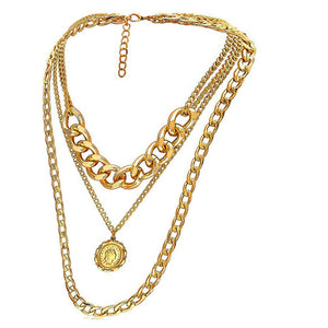 Punk Chain Chunky Necklaces for women Multilayer Collar Necklace Gold in 9 Different Styles