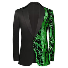 Load image into Gallery viewer, Men Black Sequin Shiny Prom Suit Jacket One Button Slim Fit, Perfect for Musicians, Event Hosts, and Event Managers