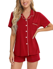 Load image into Gallery viewer, SWOMOG Womens Button Down Pajamas Set Short Sleeve Sleepwear Bride Soft Pj Lounge Sets XS-3XL